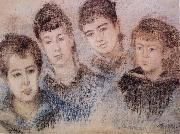 Claude Monet The Four Hoschede Childern Jacques,Suzanne,Blanche and Germaine USA oil painting artist